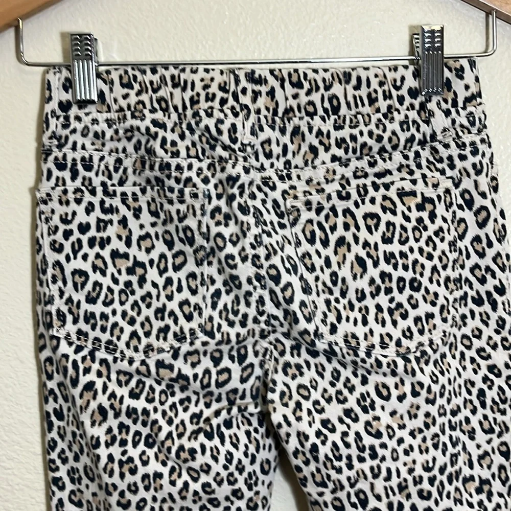 Gap Leopard Print Frayed Hem Pull On Stretch Jegging Ankle Jeans